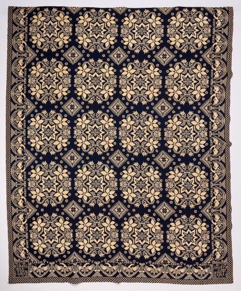 1843 'Liberty' Blue and White Coverlet