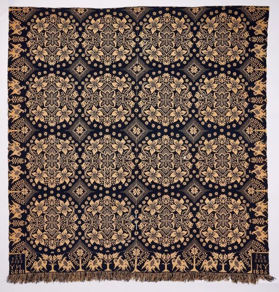 1835 New York Blue and White Coverlet