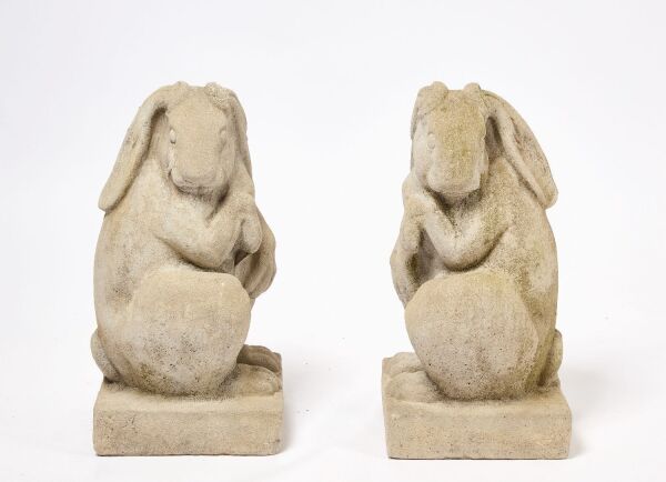 Pair of Large Rabbit Garden Scultpures