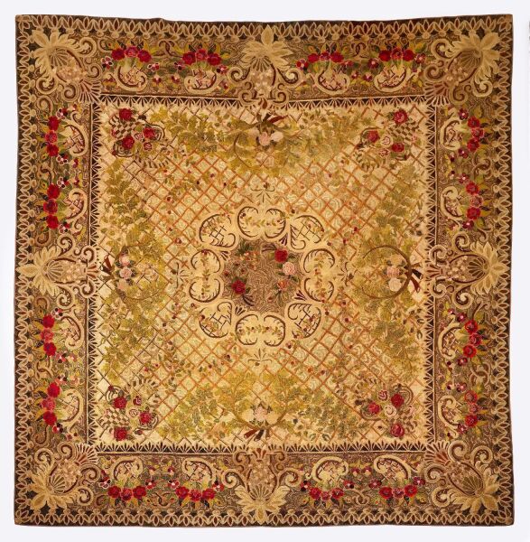 Large Hooked Rug with Roses
