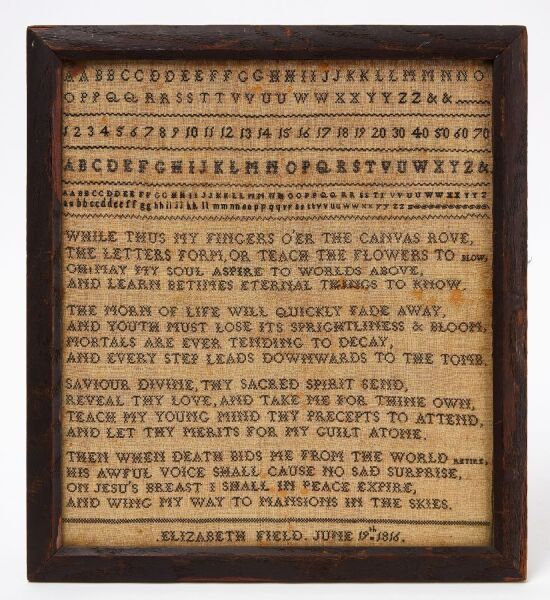 Shaker Needlework Sampler Dated 1816
