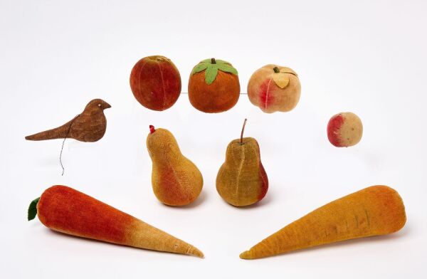 Group of Velvet Fruits, Vegetables, and Bird