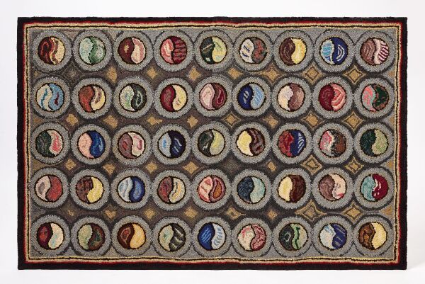 Hooked Rug with Circular Design