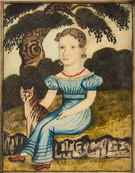 Miniature Portrait of a Girl with Cat