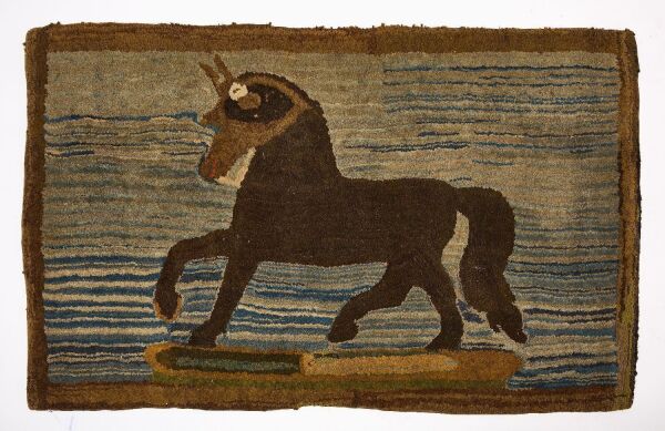 Hooked Rug with Horse