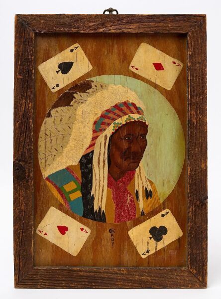 W. Cady - Folk Art Painting of a Native American Chief