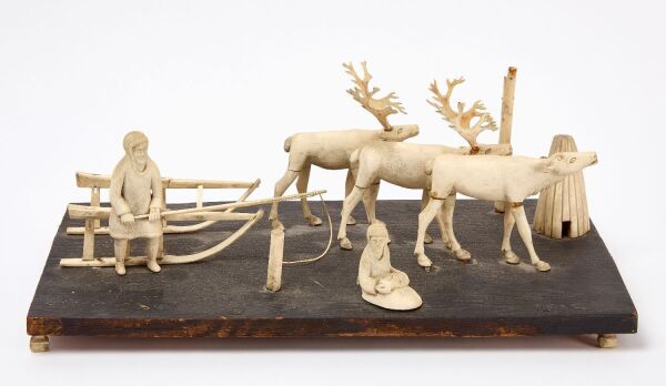 Inuit Carving of Elk with Sled