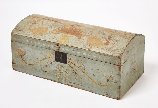 Decorated Dome-Top Chest in Powder Blue Paint