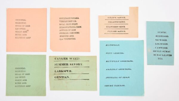 Group J of Shaker Product Labels