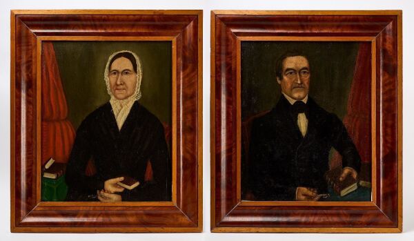 Martin E. Clark - Pair of Folk Connecticut Portraits