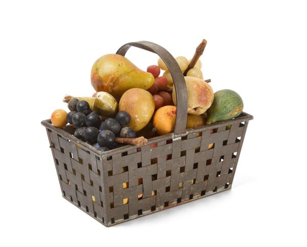 Alabaster Fruit in a Tin Basket