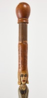 Folk Art Walking Stick with Naughty Carvings - 2