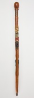 Folk Art Walking Stick with Naughty Carvings - 3