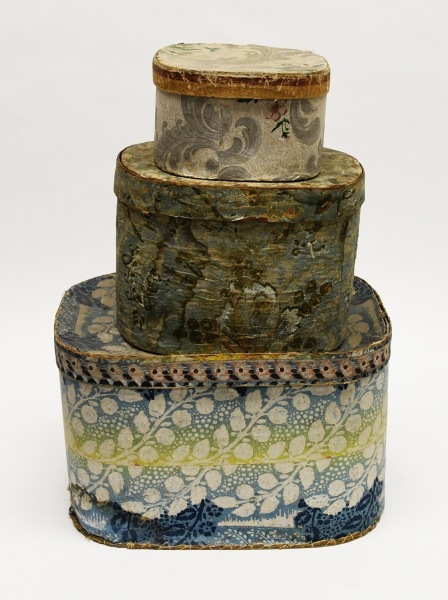 Three Wallpaper Decorated Boxes - Hannah Davis and Others