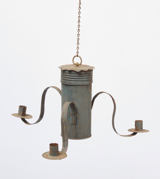 Painted Three-Candle Tin Chandelier