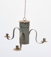 Painted Three-Candle Tin Chandelier