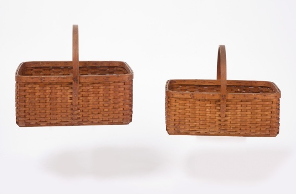 Two Rectangular Handled Splint Baskets