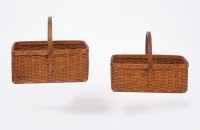 Two Rectangular Handled Splint Baskets - 2