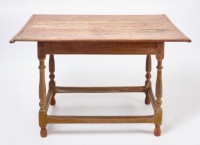 Painted Stretcher-Base Tavern Table with Single Drawer - 2