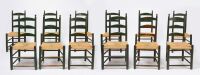 Twelve Painted Ladderback Side Chairs stamped 'Farrow'