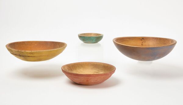 Four Painted Wooden Bowls
