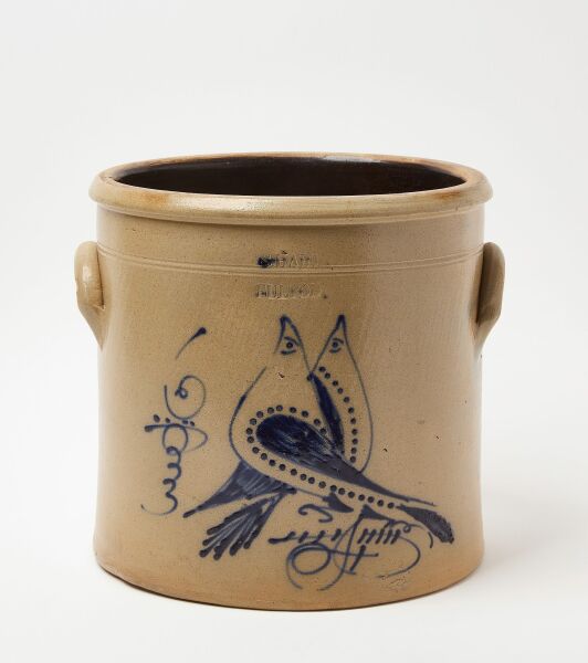 S. Hart Stoneware Crock with Pair of Lovebirds