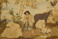 Needlework Farm Scene with Insects - 2