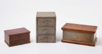 Three Painted Miniature Cabinets and Miniature Chest