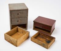 Three Painted Miniature Cabinets and Miniature Chest - 2