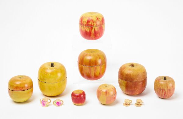 Collection of Painted Treen Apple Boxes