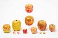 Collection of Painted Treen Apple Boxes