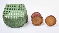 Painted Woven Basket and Small Painted Firkin - 3
