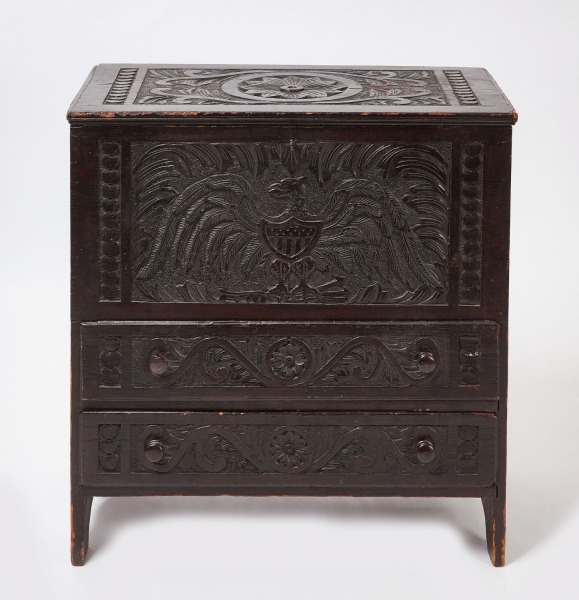 American Eagle Carved Two-Drawer Blanket Chest