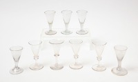 Nine Early Blown Glass Wine Glasses