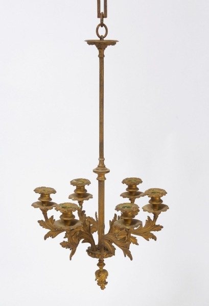 Brass Six-Candle Chandelier