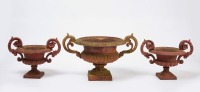 Three Cast Iron Urns