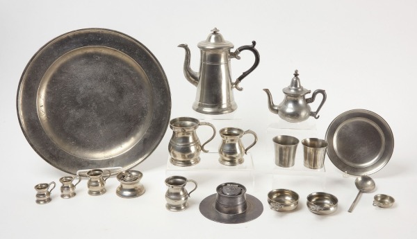 Eighteen Pieces of Antique Pewter