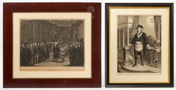 Two Masonic Lithographs - Grand Lodge, and Franklin Opening the Lodge